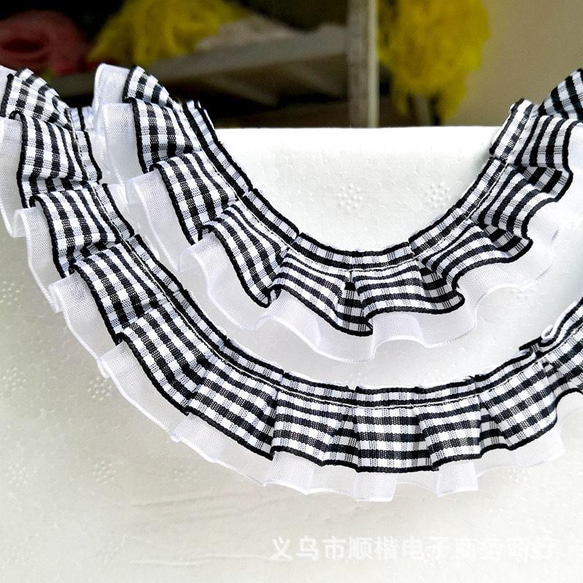 ☆ギンガムチェック柄オーガンジーフリルリボン☆ リボン・テープ  