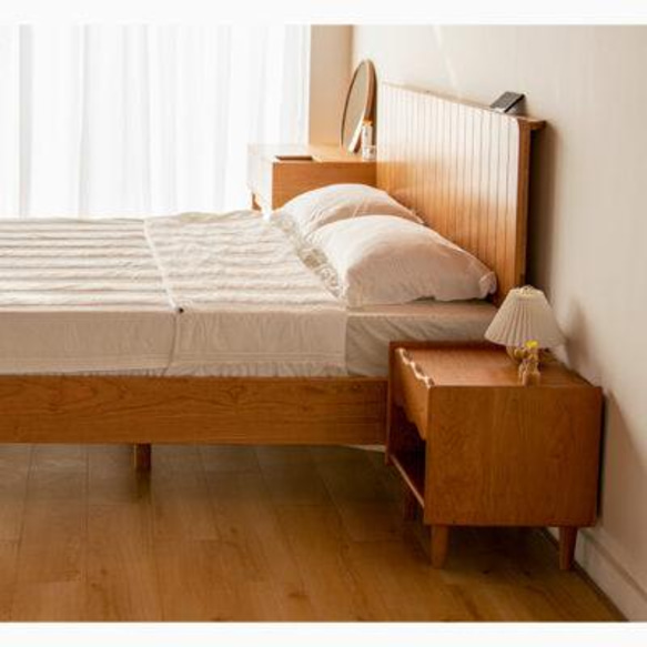 オーダーメイド 職人手作り ベッドフレーム ベット 寝室 北欧家具 寝具 インテリア 無垢材 木工 木製 LR2018 2枚目の画像