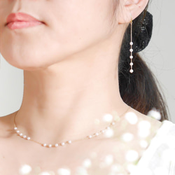 #922 K10 SnowPearl 5 小珍珠長耳環 第3張的照片