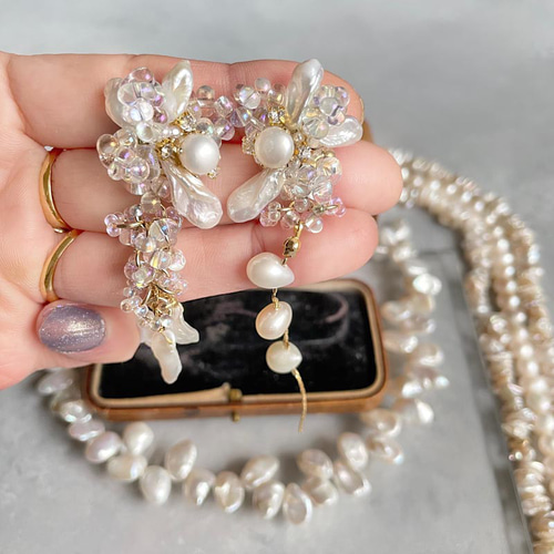 ウェディング 結婚式 淡水 ケシパール ビジュー ピアス・イヤリング  