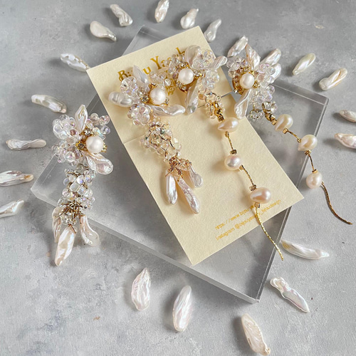 ウェディング 結婚式 淡水 ケシパール ビジュー ピアス・イヤリング  