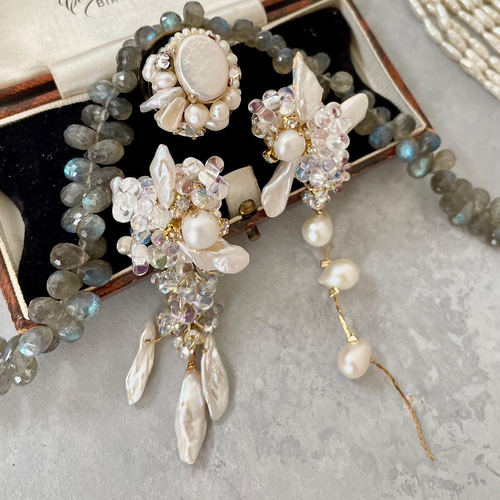 ウェディング 結婚式 淡水 ケシパール ビジュー ピアス・イヤリング  