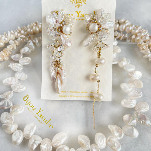 ウェディング 結婚式 淡水 ケシパール ビジュー ピアス・イヤリング  