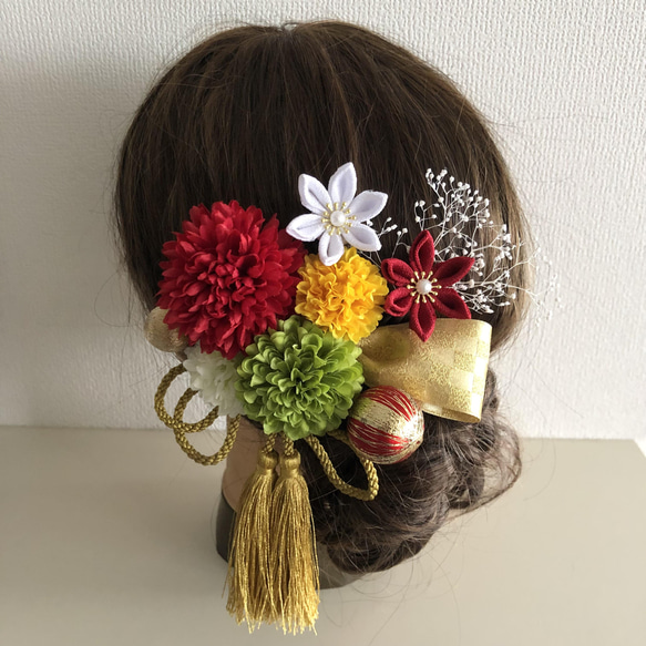 つまみ細工 和装 髪飾り 成人式 結婚式 卒業式 ヘアピン 秋 現在