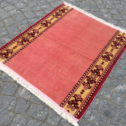 手織りトルコ絨毯 96x81cm ヴィンテージ ラグ 11枚目の画像