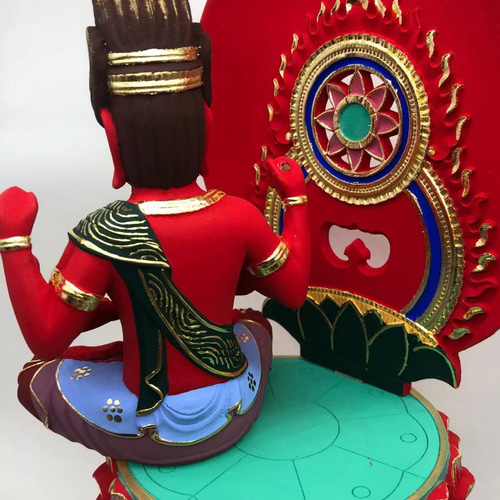 新作 極上彫 彩繪 切金 仏教工芸品 木彫仏像 愛染明王尊 愛染