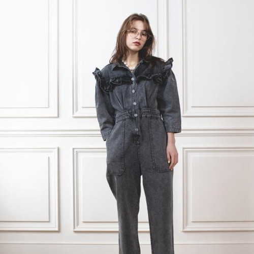 roughlow フリル袖 ダークブルーオールインワン 楽天市場】【期間限定：5,190円→2,889円！】 ラッシュガード