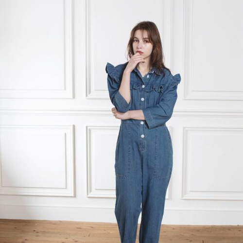 セール　デニムリメイク　フリフリフリルサロペット　一点物 楽天市場】デニム サロペット フリルの通販