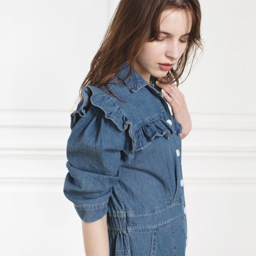 セール　デニムリメイク　フリフリフリルサロペット　一点物 楽天市場】デニム サロペット フリルの通販