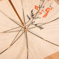 麻の日傘【ノウゼンカズラ】柿渋染め　手描き 5枚目の画像