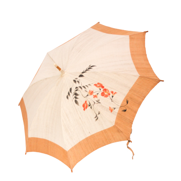 麻の日傘【ノウゼンカズラ】柿渋染め　手描き 麻の日傘【ノウゼンカズラ】柿渋染め　手描き 麻の日傘【ノウゼンカズラ】柿渋染め　手描き JSB1433959155(11000円)