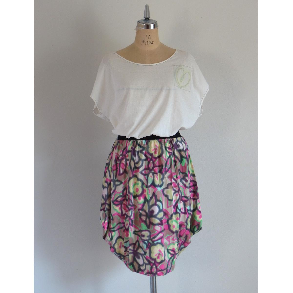 スカート 花柄 ウエストゴム イタリア製 生地 ジャージー sale ピンク系【定価24,200円】