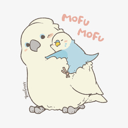 長袖Tシャツ（MOFU MOFU BIRD / タイハクオウムとセキセイインコ） 3枚目の画像