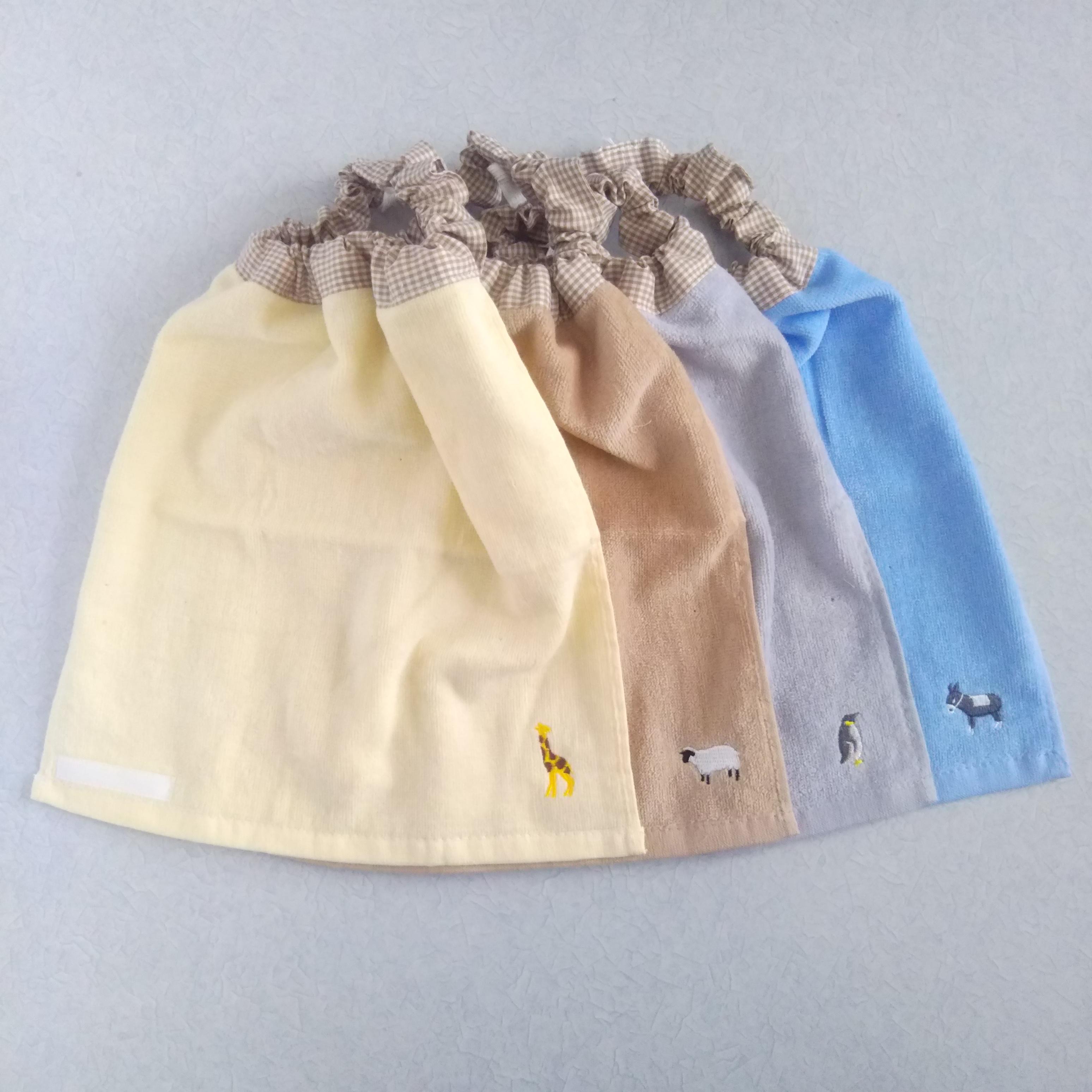 TA1-6-4A】タオルエプロン＊刺繍キリン・羊・ペンギン・ロバ＊4