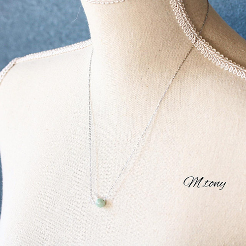 天然石翡翠&水晶「ミルキーと透明。マルとカクカク」 ネックレス