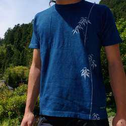 ヘンプコットンTシャツ（半袖）【若竹】 藍染め 3枚目の画像
