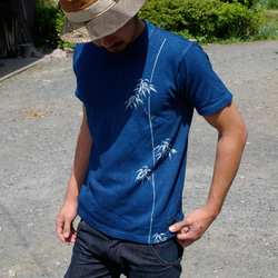 ヘンプコットンTシャツ（半袖）【若竹】 藍染め 2枚目の画像
