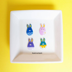 4ピース　うさぎ　たまご　ピアス 3枚目の画像