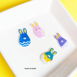 4ピース　うさぎ　たまご　ピアス 2枚目の画像