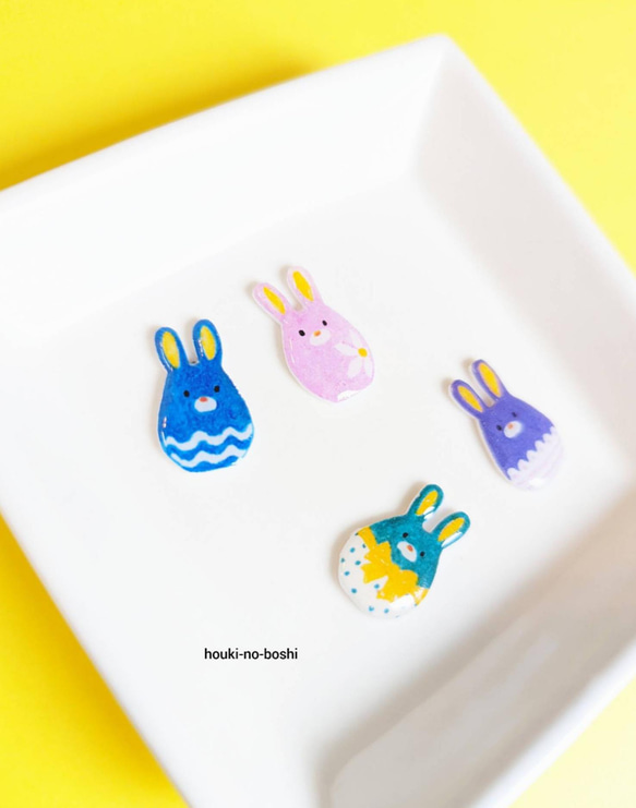 4ピース　うさぎ　たまご　ピアス 2枚目の画像