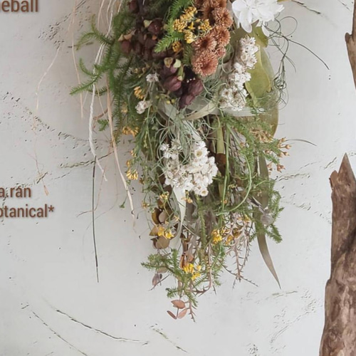 アジサイ&ライムボール ドライフラワースワッグ スワッグ fu.wa.ran