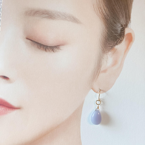 希少石】イットリウムフローライトの一粒ピアス ピアス（フック