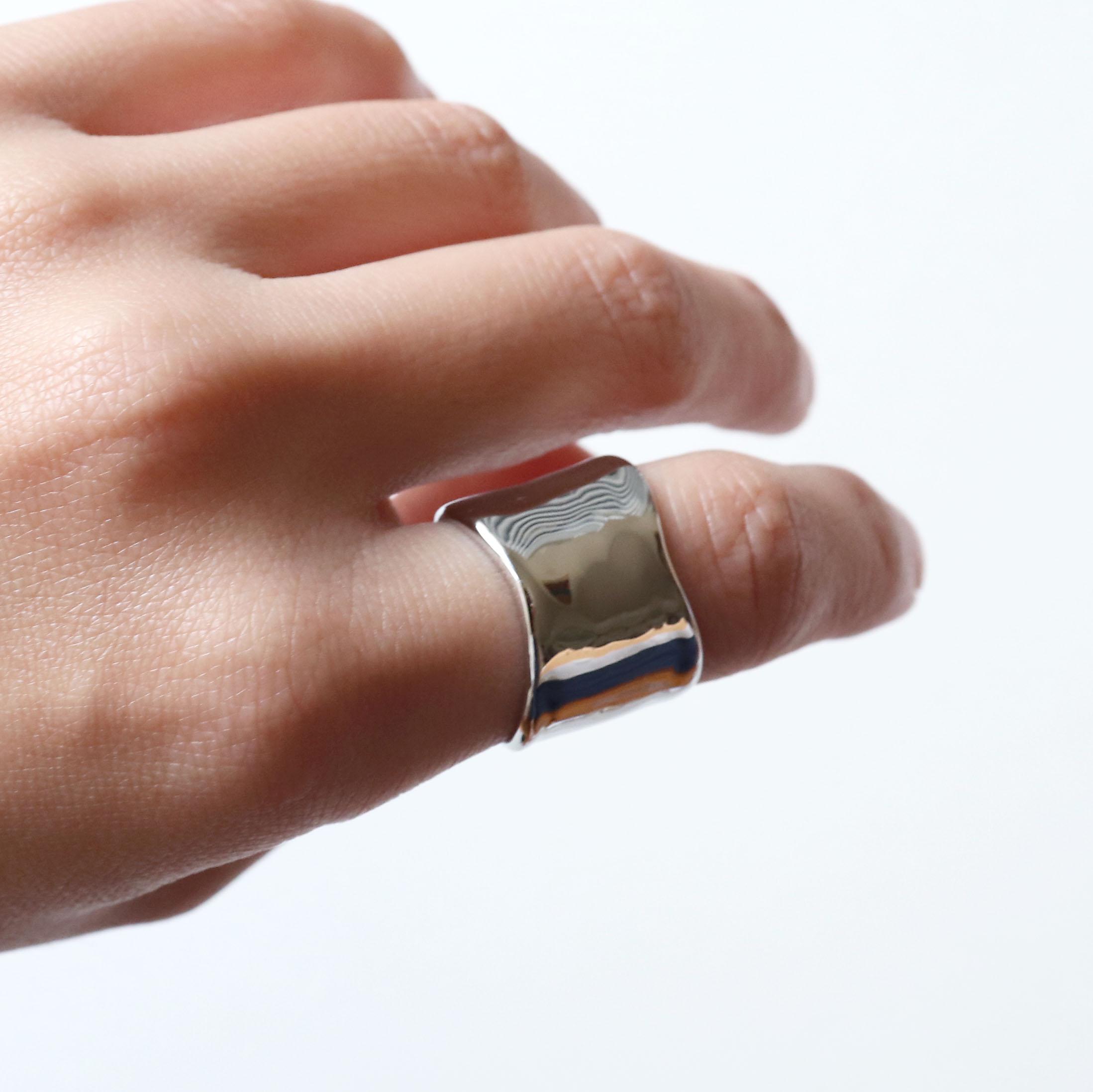 こなれ感をプラス！ステンレスワイドリング~wave stainless wide ring~（一部受注制作）