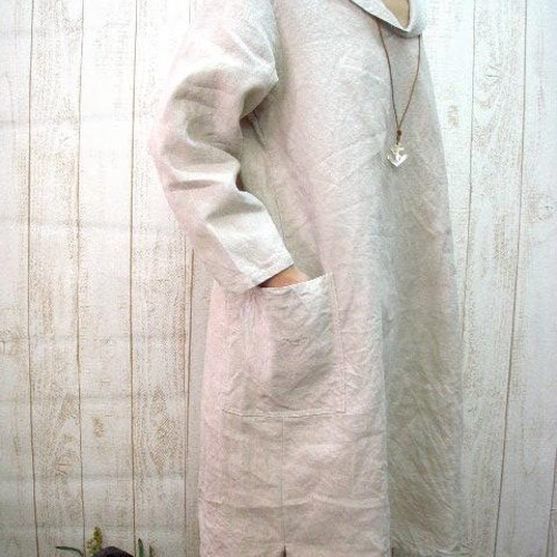 M～5L/3サイズ展開】リネン100％ セーラーカラー風の変形襟