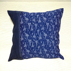 45x45 ビンテージ 藍染 襤褸 リメイク クッションカバー ボロ 3 藍染め リメイク浴衣生地 ③クッションカバー 45㎝×45