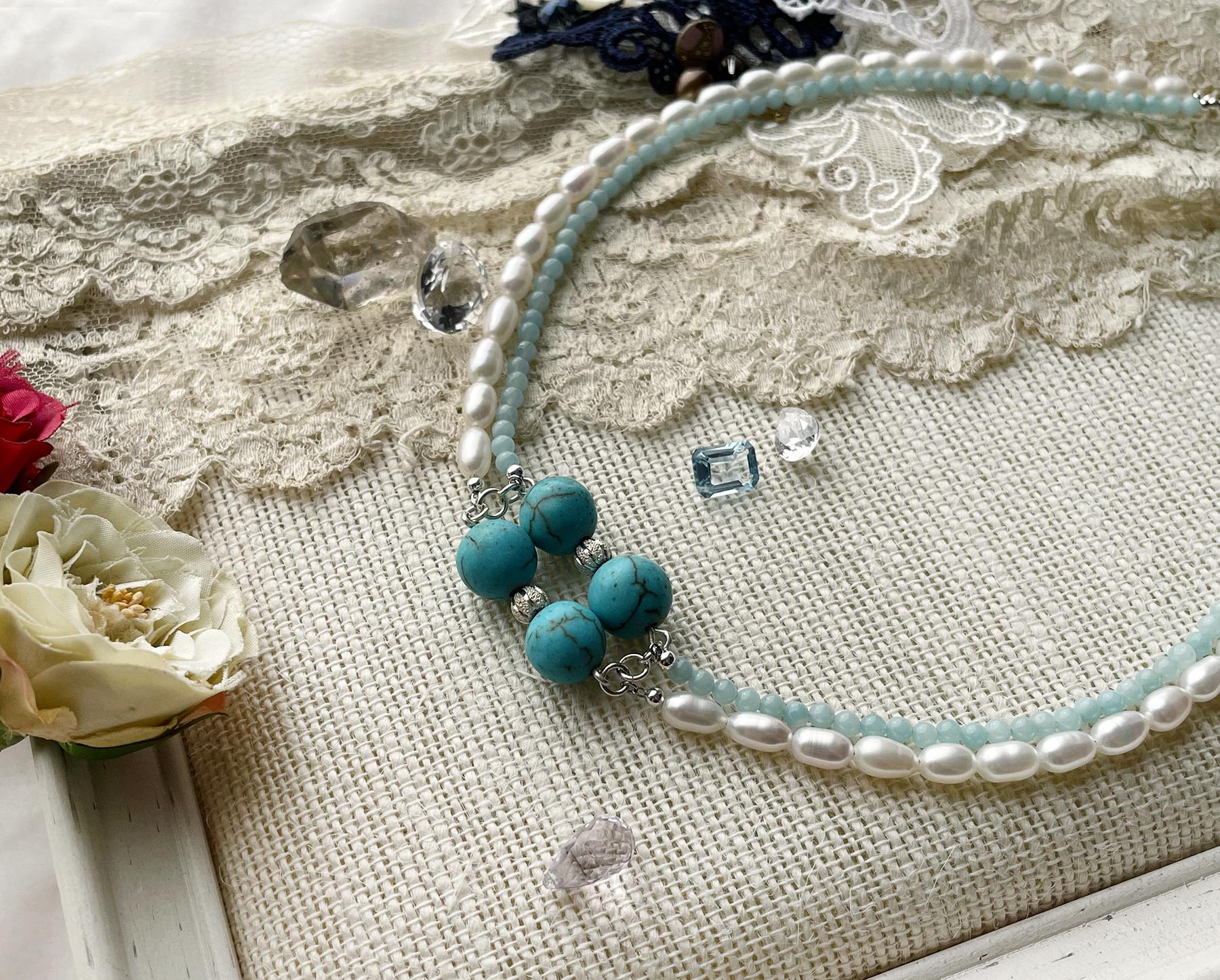 ターコイズブルーのゴシック上品なロイヤルカラーチョーカー 7,644円