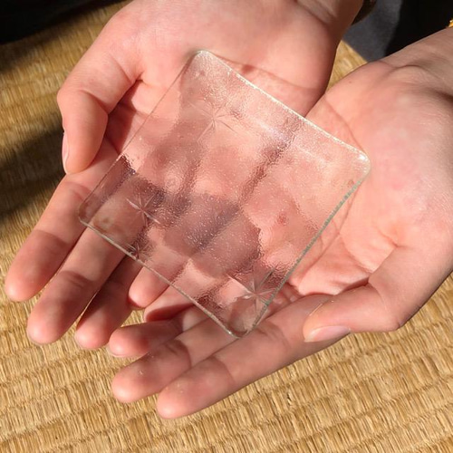 あさおり 4ミリ 小皿 昭和レトロガラス アンティーク 型板ガラス