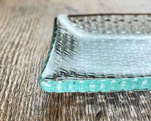 あさおり 4ミリ 小皿 昭和レトロガラス アンティーク 型板ガラス