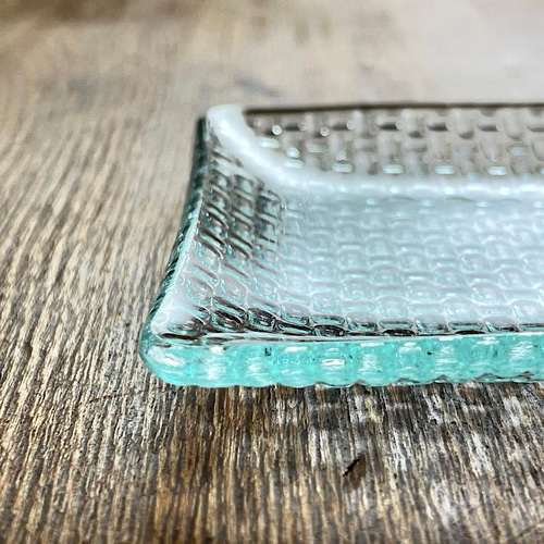 あさおり 4ミリ 小皿 昭和レトロガラス アンティーク 型板ガラス