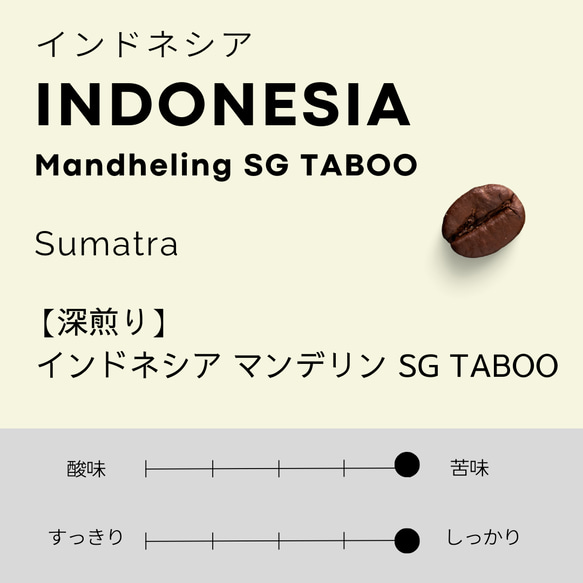 インドネシア　マンデリンSG TABOO［100g］/スペシャルティコーヒー/自家焙煎コーヒー豆/粉/ 2枚目の画像