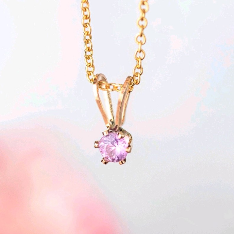 【再販】『成功』ピンクサファイア　ネックレス　9月誕生石【14kgf】金属アレルギー対応◇天然石◇ギフト◇お出かけ