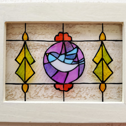 ステンドグラス 青い薔薇と蝶のパネル その他アート ようこ 通販