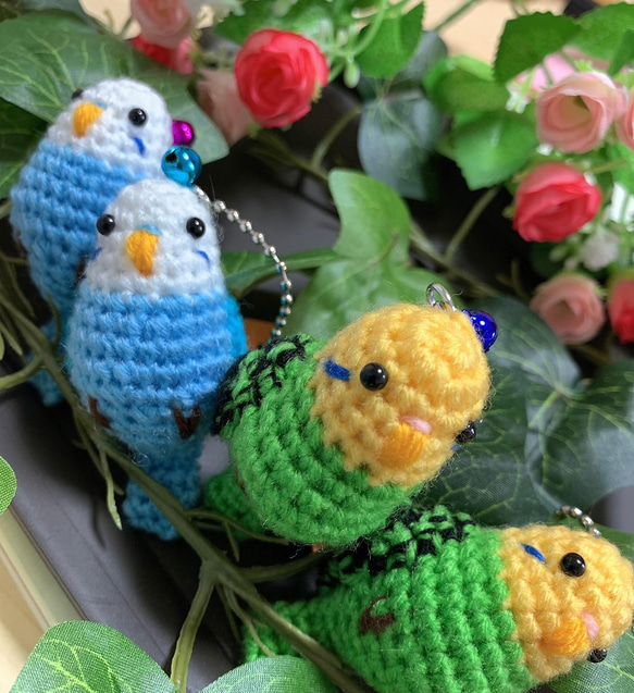 受注製作】小鳥ちゃん☆セキセイインコ☆あみぐるみチャーム 受注製作】小鳥ちゃん☆セキセイインコ☆あみぐるみチャーム