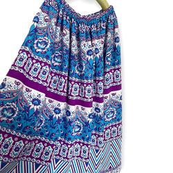 《送料無料》ミモレ丈スカート　ギャザースカート　ロングスカート　インド綿 4枚目の画像