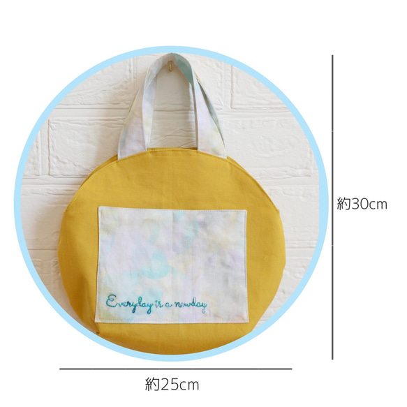 まんまるBAG❁yellow ×刺繍 6枚目の画像