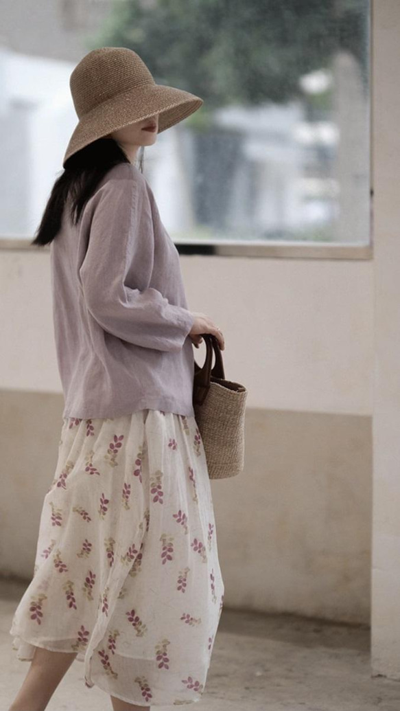 フレア スカート ロング スカート 人気 シフォン プリーツ ロング スカート 花 柄 ロング スカ  夏の福袋 4枚目の画像