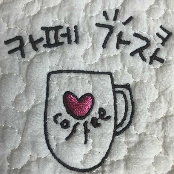 [韓国イブル] クッションカバー 45×45cm☆可愛いハングルデザイン刺繍入り♡ 2枚目の画像
