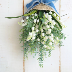 母の日　すずらんとラベンダーのスワッグ　ナチュラル 3枚目の画像