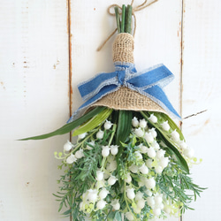 母の日　すずらんとラベンダーのスワッグ　ナチュラル 2枚目の画像