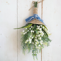 母の日　すずらんとラベンダーのスワッグ　ナチュラル 1枚目の画像