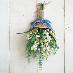 母の日　すずらんとラベンダーのスワッグ　ナチュラル 6枚目の画像