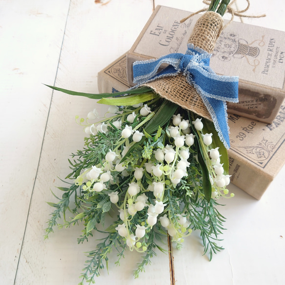母の日　すずらんとラベンダーのスワッグ　ナチュラル 4枚目の画像