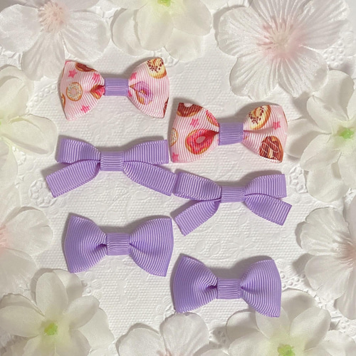 ヘアゴムベビーヘアクリップコットン×グログランリボン1〜4