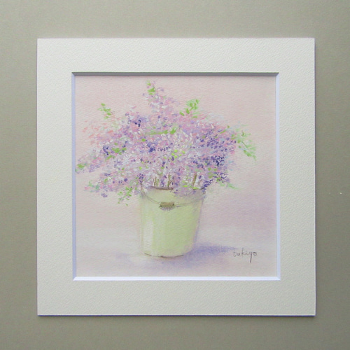パステル画 ちいさな花の絵~ライラックの花 (パステル画 額つき パステル画 ちいさな花の絵~ライラックの花 (パステル画 額つき