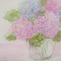 　ちいさな花の絵～紫陽花　(原画・額つき) 2枚目の画像