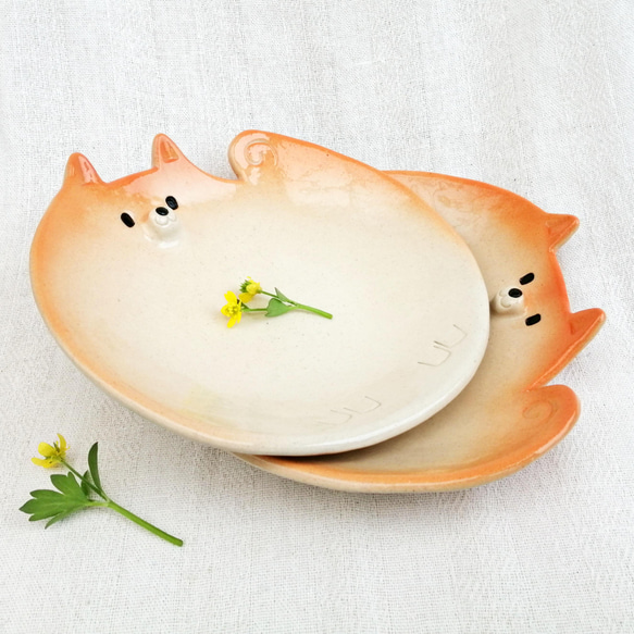 Shiba Inu Sideways Plate 17cm 陶狗 第5張的照片